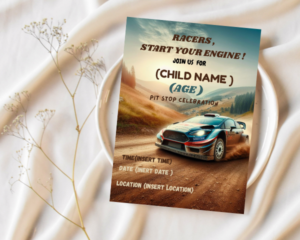 Car theme birthday party invitation template
