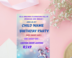 Pastel unicorn invitation