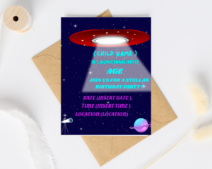 SPACESHIP BIRTHDAY INVITATION