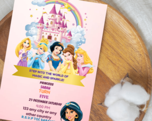 FAIRY TALE DISNEY PRINCESSES BIRTHDAY INVITATION