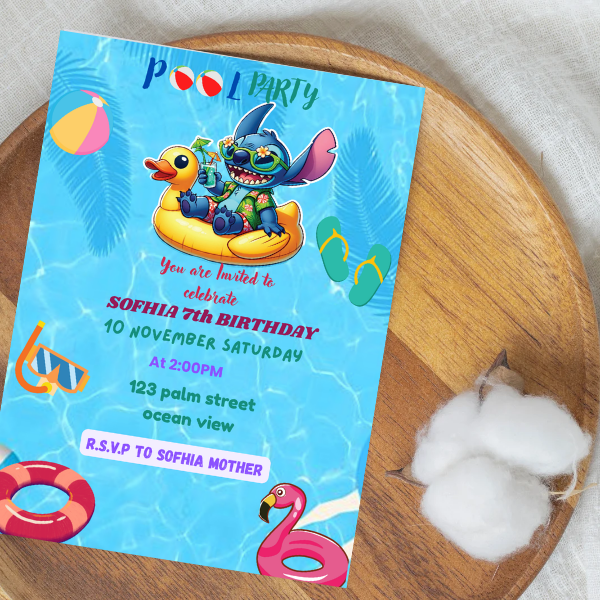 Pool party invitation , Summer party invite