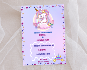 PINK AND PURPLE UNICORN INVITATION