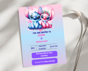 ANGEL AND STITCH BIRTHDAY INVITE